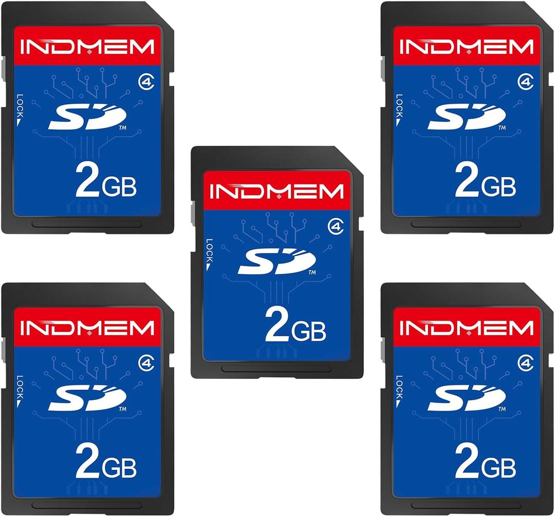 INDMEM 5 Pack SD Card 2GB Class 4 Flash Memory Card 2G SLC Stanard Secure Digital Cards