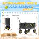 CAtArt Beach Wagon with Big Wheels for Sand, 400LBS Heavy Duty Foldable Wagons Carts, 9" All-Terrain PVC Inflatable Tires, Easy Storage for Beach, Grocery Shopping, Sports Camping (Black)
