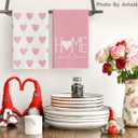 Artoid Mode Pink Heart Love Home Sweet Home Mother's Day Kitchen Towels Dish Towels, 18x26 Inch Anniversary Wedding Decoration Hand Towels Set of 2
