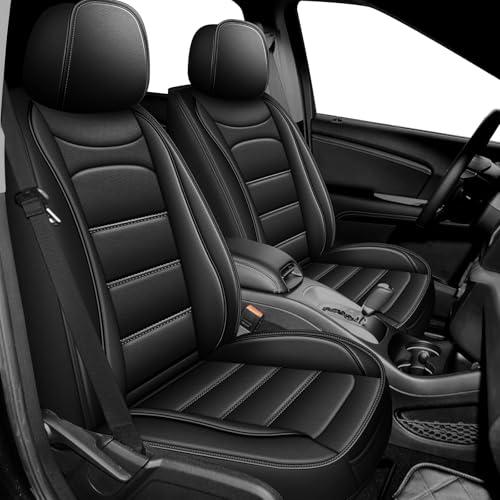 RAWAKORW Fit for 2011-2020 Dodge Journey Car Seat Covers : Waterproof Faux Leather Seat Covers Automotive Breathable Seat Cushion Protector Airbag Compatible (2PCS Front, Black)