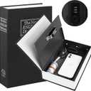 KYODOLED Diversion Book Safe with Combination Lock, Secret Hidden Metal Lock Box,Money Hiding Collection Box,9.5" x 6.2" x 2 .2" Black Large