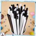 Potchen 50 Pcs Dog Paw Shape Plastic Straws Black White Disposable Drinking Straw Bulk for Puppy Party, Baby Shower, Birthday Party