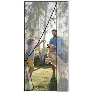 Sunolga Magnetic Screen Door Fits Door Size 32 x 80 Inch, Actual Screen Size 34 x 81 Inch, Reversible Left Right Side Opening, Sturdy Polyester Mesh Curtain Hands Free for Patio, Sliding Door, Silver