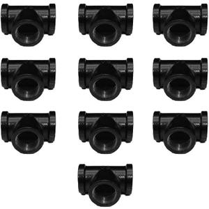 GeilSpace Tee, Malleable Iron Pipe Fittings - Vintage DIY Industrial Shelving, Industrial Decor, Furniture DIY (3/4", Black) (0.75 Inch)