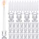 24 Pcs Taper Candlestick Holder Clear Glass Candle Holder with 10 Inch White Candles 8 Hours Burn Time Smokeless Candles for Wedding Table Centerpiece Party Decorations
