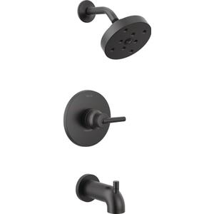Delta Faucet Trinsic 14 Series Single-Function Tub and Shower Trim Kit with Single-Spray H2Okinetic Shower Head, Matte Black T14459-BL (Valve Not Included)