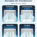 4-IN-1 Portable Air Conditioners, Evaporative Air Cooler w/4 Modes & 3 Speeds, 15H Timer for Smart Auto-off, 2-Gal Tank for 20H Cooling, 17FT Remote, No Hose Needed, 120Oscillating Swamp Cooler