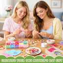 Kigeli 24 Set Mother's Day Bracelet Crafts with Colorful Heart Cards and Beads Mom Letter Beads Organza Bags Satin Ribbon for Mother's Day Party Handcrafted Personalized Gifts Jewelry Family Activity
