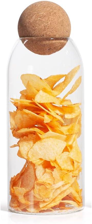 Glass Jars with Cork Lids, Candy Jar with Lid, Coffee jar for Counter, Cookie Jar with Airtight Lids, Clear Glass Jar for Candy, Tea, Coffee Bean, Sugar, Spices, Apothecary etc (950ml/32oz)