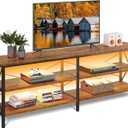 WLIVE TV Stand up to 70 Inch TV, 63" Entertainment Center with LED, TV Media Console with 3-Tier Storage Shelves for Living Room and Bedroom, Rustic Brown