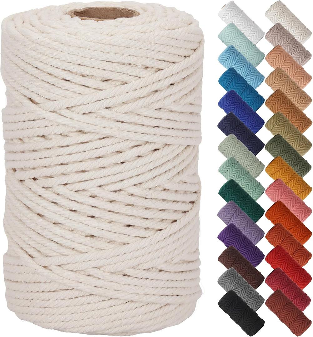 NOANTA Natural Macrame Cord 6mm x 109Yards, Beige Macrame Rope, Cotton Cord for Wall Hanging, Plant Hangers, Christmas Crafts, Knitting