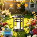 Solar Lanterns Outdoor Waterproof, 2 Pack Upgraded Flickering Flame Hanging Solar Lights for Outside Decorative, Solar Powered Lanterns Lighting for Garden Patio Table Porch Decor Gifts