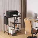 3-Tier Printer Stand - Adjustable Height, Sturdy Design, Space-Saving Storage Solution for Home Office, with Shelf for Books & Office Supplies, Easy Assembly, Fits Most Printers & Scanners (Bronze)
