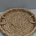 Large 15.7 Inches Rattan Round Serving Tray with Handles Round Braided Bankuan Basket with Handles for Decorative Coffee Table Fruit Bread