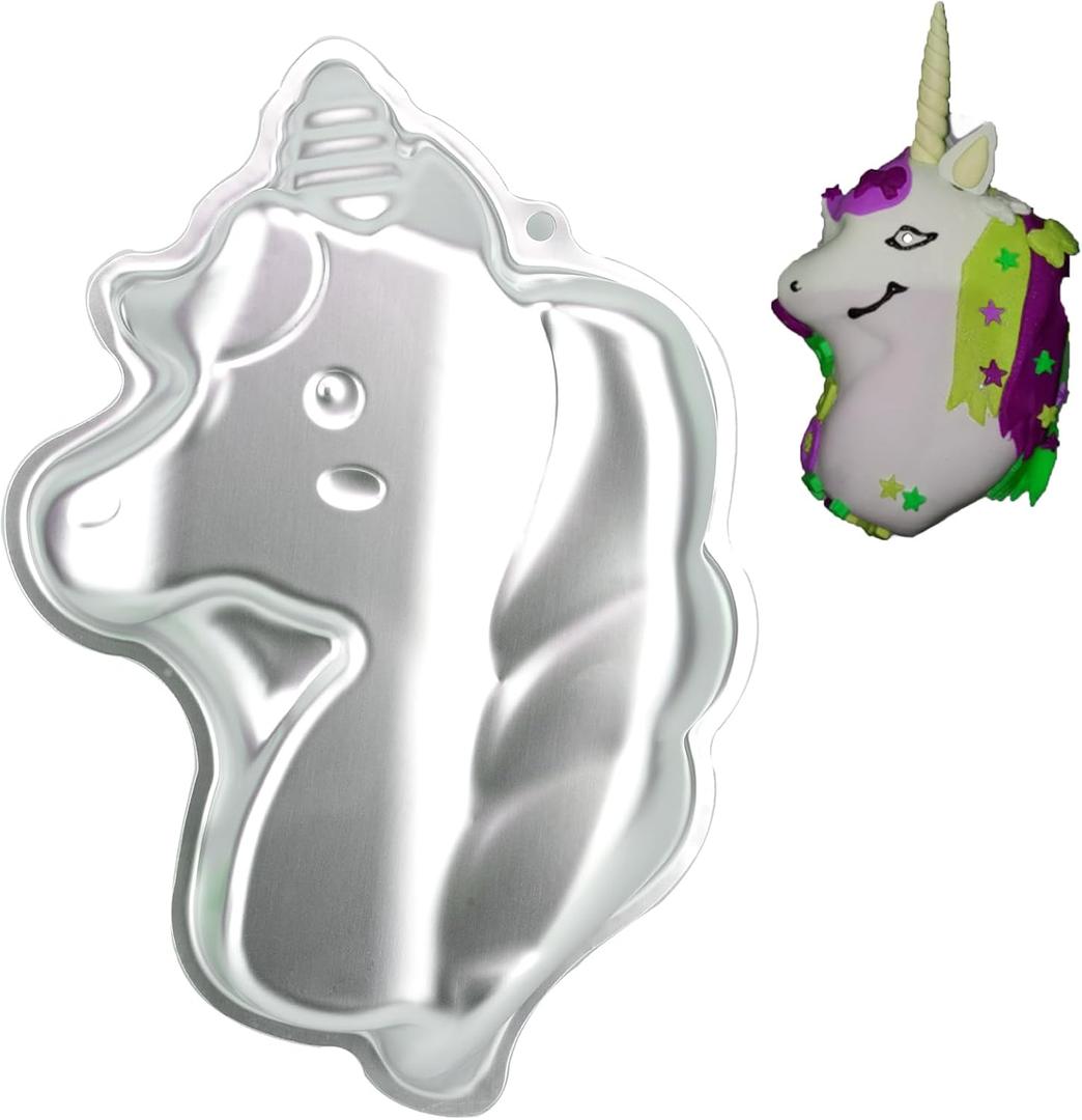 3D Aluminum Unicorn Shape Cake Pan Tin Bakeware Cake Decorating Mould for Chocolate, Jelly, Pudding, Handmade Soap, Candy, Mousse