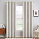 MIULEE 90 Inches Linen Textured Curtains for Bedroom 100% Blackout Thermal Insulated Cream White Grommet Room Darkening Curtains & Drapes Luxury Decor for Living Room Nursery 52 x 90 Inch (2 Panels)