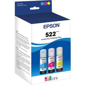 EPSON 522 EcoTank Ink Ultra-high Capacity Bottle Color Combo Pack (T522520-S) Works with ET-2720, 2800, 2803, 2840, 4700, 4800, 4810