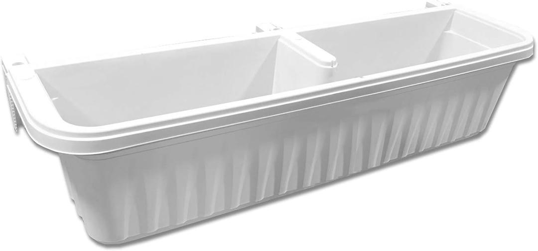 Bama Railing Planter with Adjustable Brackets, 32" ,White Bama Railing Planter with Adjustable Brackets, 32" ,White