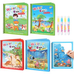 CMTOOP 4 Pack Reusable Water Coloring Books for Toddlers, Paint with Water Books, Mess-Free Coloring Book, Portable Educational Doodle Drawing Toy, Improving Children's Imagination, Color Perception