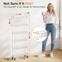 6 Tier Slim Storage Cart with Wheels, 6" D Rolling Storage Cart for Small Space, Metal Narrow Spice Cabinet Mobile Shelving Unit Organizer with Handle for Kitchen, Laundry - White