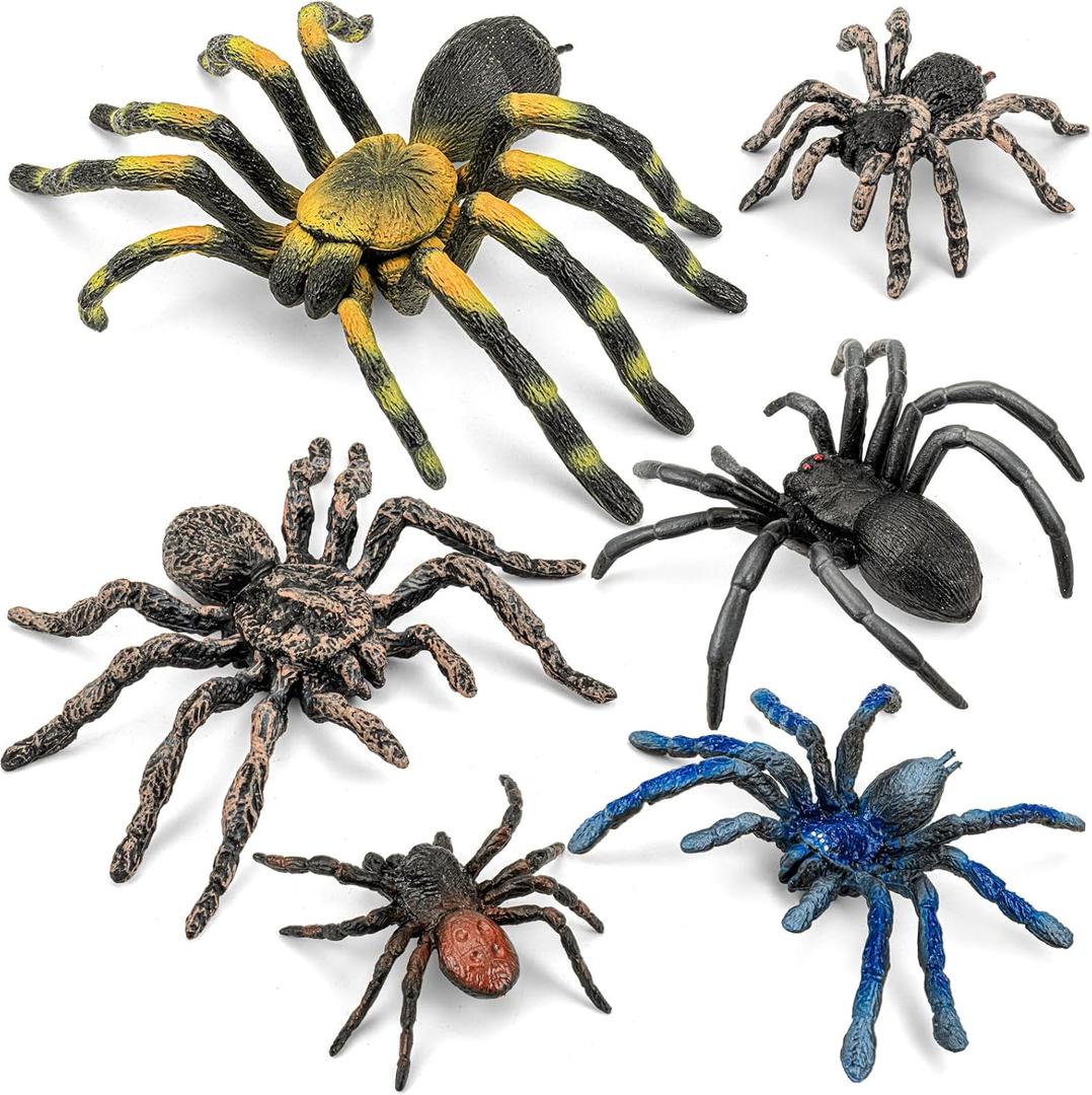 6PCS Spiders Figurines Animal Toys, Prank Toy for Kids, Safari Animal Toys for Toddlers, Educational Preschool Toy Birthday Gift for Boys Girls, and Kids