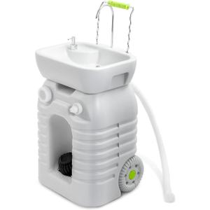 YITAMOTOR Rolling Portable Camping Sink, 45L Handwashing Station with Adjustable Basin, Soap Dispenser, Metal Handle & Large Wheels, Outdoor Washing Stand for Camping, Garden, Worksite, Travel, 11.9Gal