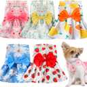 5 Pieces Dog Clothes Girl Dog Dresses Floral Puppy Dresses Pet Cat Princess Bowknot Clothes Cute Puppy Summer Outfits for Yorkie Female Cat Pets, 5 Styles(Cute Style,X-Small)