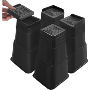 shouwuhho Bed Risers 12 inch Heavy Duty, Oversized Furniture Risers Support up to 6,000 Lbs for Sofa Table Couch Chair Leg Frame Dorm (4 Pack, Black, 12 inch)