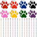 32 Pcs Party Favors Kids Stationery Include 8 Colors Paw Print Pencil and Notpads Colorful Wooden Writing Pencils and Small Notebooks for Birthday Gifts Classroom Supplies