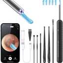 Ear Wax Removal, Ear Cleaner with Camera and Light, FSA - HSA Eligible, Ear Wax Removal Tool Camera with 1080P, Ear Cleaning Kit with 6 Spoons, Ear Camera for iOS & Android (Black)