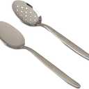 2 Pack 8 inch Kunz Small Regular and Perforated Sauce Spoon Set | 18/10 Stainless Steel Silver Chef Spoon ideal for drizzling sauces, plating desserts, Dishwasher safe