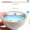 6 PCS Ceramic Rice Bowls, Cute Cartoon Small Dessert Bowl, Cereal Bowls Serving Bowl Gift Set, for Oatmeal, Ice Cream, Salads, Soups