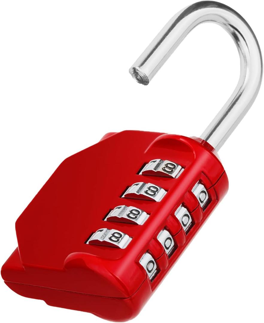 ZHEGE Combination Lock, 4 Digit Outdoor Combination Padlock for Gym, School, Gates, Doors, Hasps and Storage (Red) (1P)