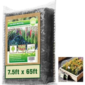 De-Bird Bird Netting for Garden - 7.5 ft x 65 ft, Green Plastic - Garden Mesh Netting - Animal Fence & Plant Protection