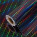 Burymento Black Wrapping Paper Roll, Metallic Holographic Stripe Gift Wrap for Birthday, Valentines, Mothers day, Graduation, Wedding, Fathers day, Baby Shower, Christmas (17 IN x 32.8 FT)