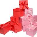 6 Pcs Pink & 6 Pcs Red Gift Boxes with Lids for Birthdays, Easter,Father's Day, Women's Day,Graduation and All Occasions, (12-Count, Finished Size 4'' x 4''x 4'')