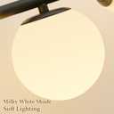 27" Mid Century Modern White Globe Black LED Bathroom Vanity Light, Milk White Glass
