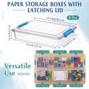 Fullhawl 8 Pcs Thickened Paper Storage Bin with Latching Lid, Label Clear Plastic Stackable Letter Size Tray Storage Container Arts Crafts Classroom Office Home Teacher Sorting (Rainbow)