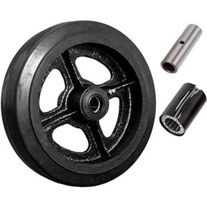 CasterHQ 8" X 2" RUBBER ON CAST IRON WHEEL - 650 LBS CAPACITY - Replacement Caster Wheel - Commercial/Industrial Application - 8 inch x 2 inch - Medium/Heavy Duty