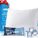 QUTOOL Cooling Pillow for Sleeping, CertiPUR-US Shredded Memory Foam Queen Pillow Set of 1, Cool Pillow for Hot Sleepers Adjustable Firm Pillow for Side, Back, Stomach Sleepers Soft Yet Support, White