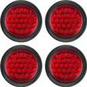 4Pcs 4 Inch Round LED Trailer Tail Lights Red 24 LED Waterproof, 4 Inch Round Led Stop Turn Brake Tail Lights Flush Mount for Trucks RV Include Lights Grommets 3-Prong Wire Pigtails 12V Sealed