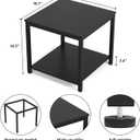 Homieasy Side Table 20 Inch Square, 2-Tier Coffee Tea End Table Nightstands for Sofa Couch Bed, Metal Wood Accent Modern Simple Industrial Style Side Table for Living Room Bedroom, Black