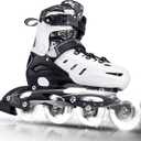Inline Skates for Kids and Adult, Adjustable Fun Illuminating Skates for Girls, Boys, Women and Men Outdoor and Indoor, Beginners (Large-Youth & Adult, Black)