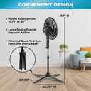 Comfort Zone Stand Fan, 16 inch Pedestal Fan for Bedroom, 3 Speed Floor Fan, 90 Degree Oscillation, Adjustable Height, Adjustable Tilt, Oscillating Air Circulator, Quiet Fan for Home or Office, Black
