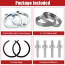 Harley Gasket & Chrome Flange Kit with NutsClips & Washers - Compatible with Big Twin Sportster 883 1200 XL883 XL1200. Dyna FXD FXDWG, FLST FLT FXR, Softail Touring Bobber Chopper 200 (Silver)