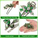 LALAFINA Vintage Flower Rhinestone Crystal Barrettes Retro Hairpins Hair Accessories for Women, Green