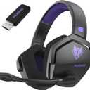 NUBWO G06 Dual Wireless Gaming Headset with Microphone for Ps5, Ps4, PC - 23ms Low Latency Audio - 100-Hour of Playtime - 50mm Drivers (Black-Purple)