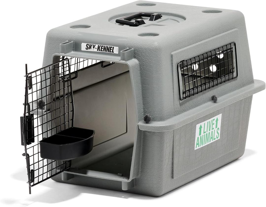 Petmate Sky Kennel For Air and Travel Airline Compliant Dog Crate for Smaller Dog Breeds or Pets up to 15 lbs, Heavy Duty Dog Kennel, Made in the USA- 21" L