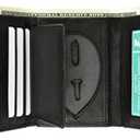 RFID Genuine Leather Trifold Badge Holder Wallet Black, Police Badge Holder