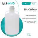 50L(13.2 Gallon) Lab Round Carboy, PP Materia Bucket,Molded Graduation, with Integrated Shoulder Lifting Handle, IN-CAB50